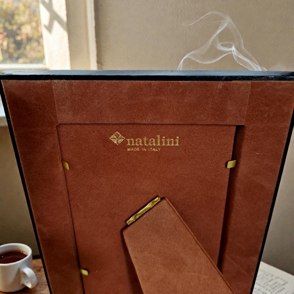 Natalini Italy Blue Wood Marquetry Inlay Frame 4x6 Geometric Mosaic Patchwork - Picture 4 of 13